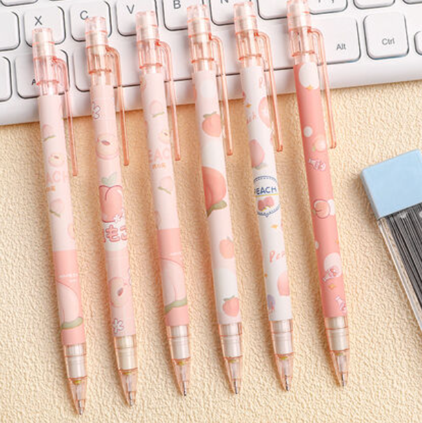 Pastel Mechanical Pencil 0.5 mm for School Student Writing Drawing, Sketching, Pink Peach