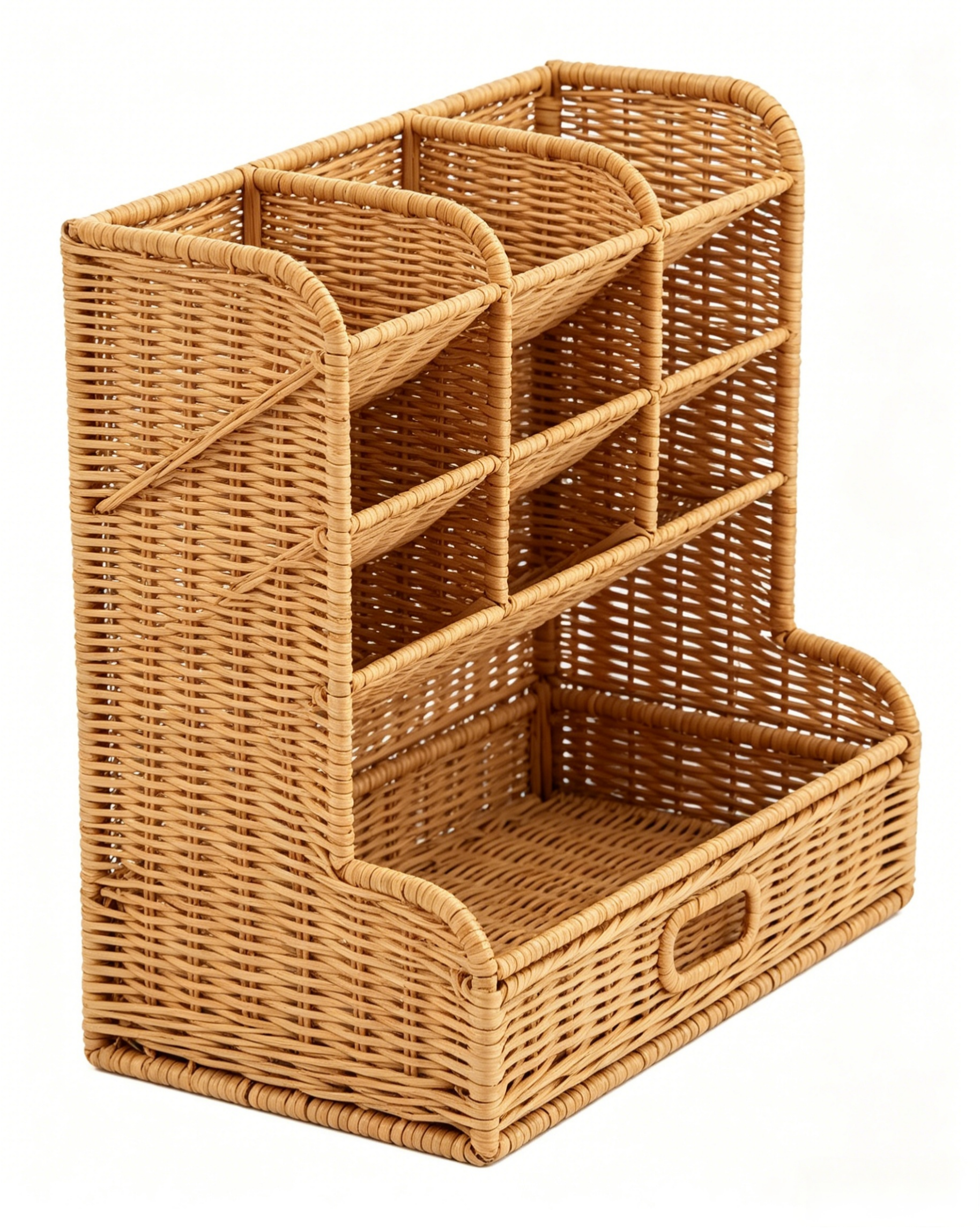 Imitation rattan woven nine-grid storage rack 