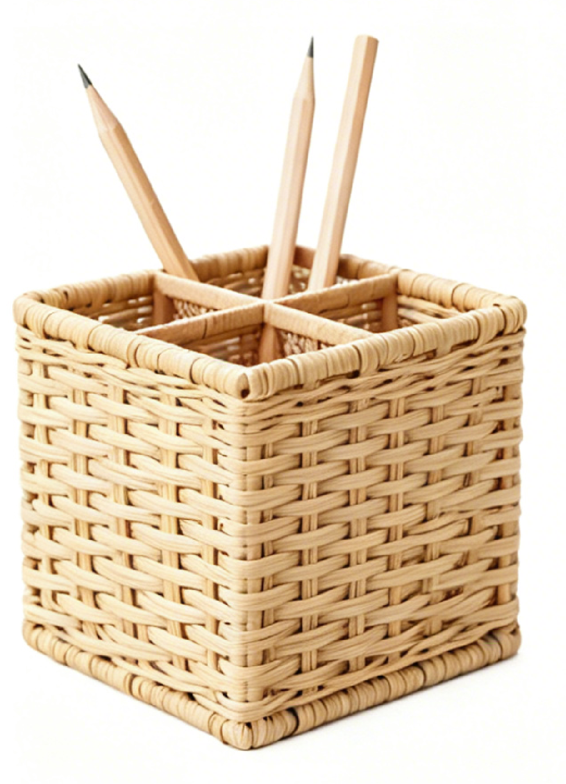 Multipurpose pen container for square partition rattan weaving