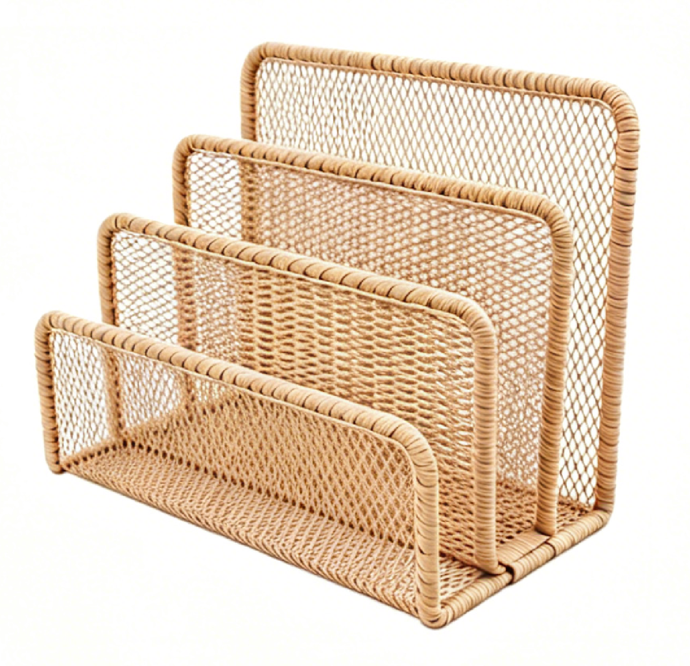 Imitation rattan hand-woven office desktop file holder