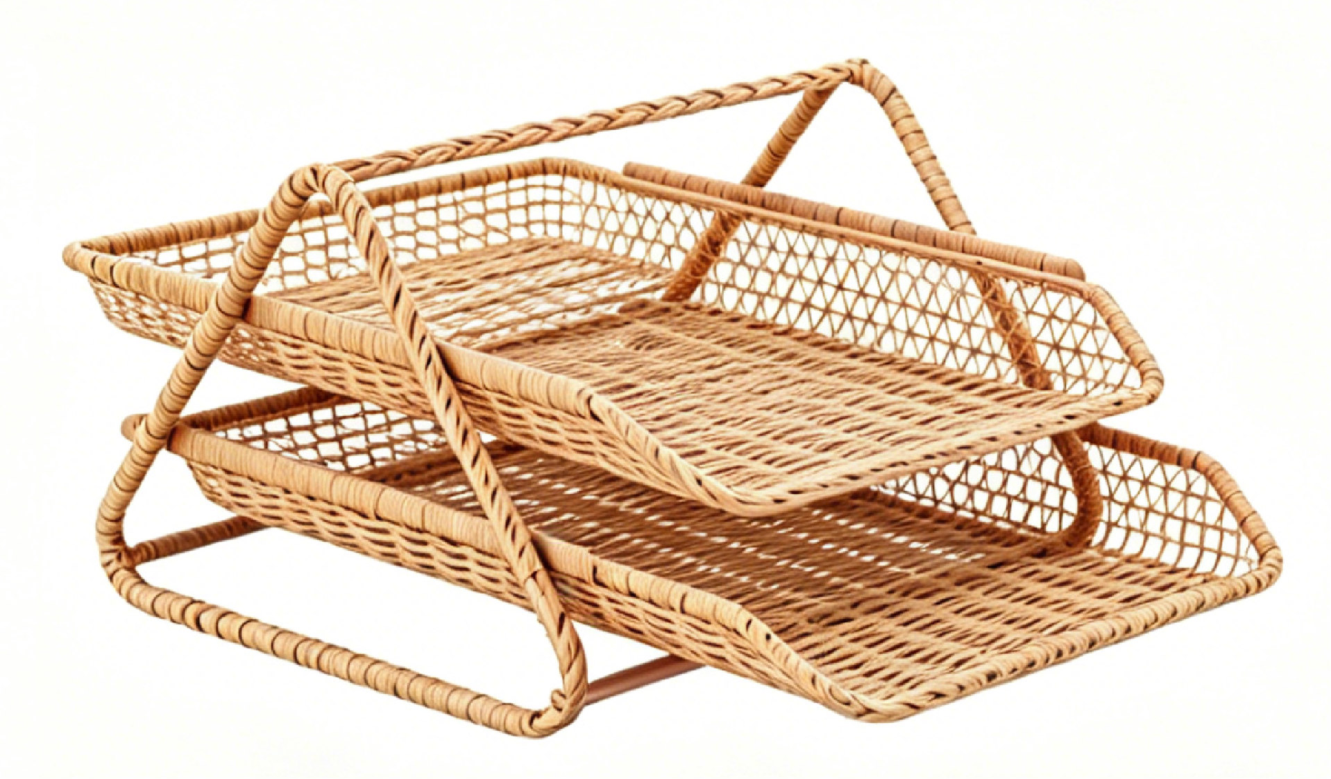 Imitation rattan hand-woven multi-layer shelf storage basket