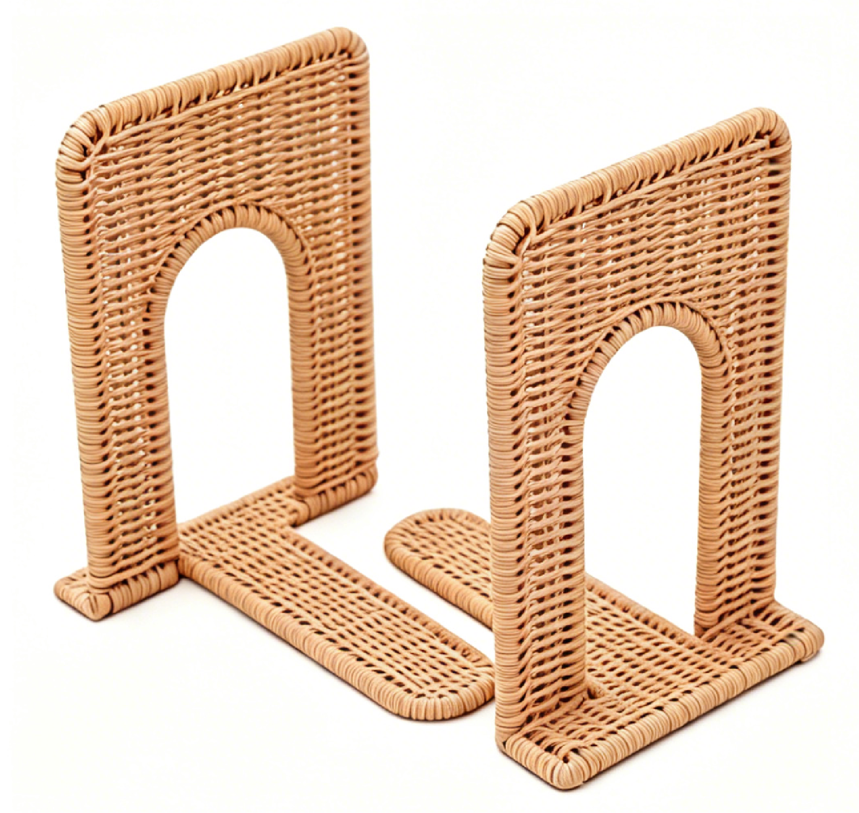 Imitation rattan woven book stand on desktop